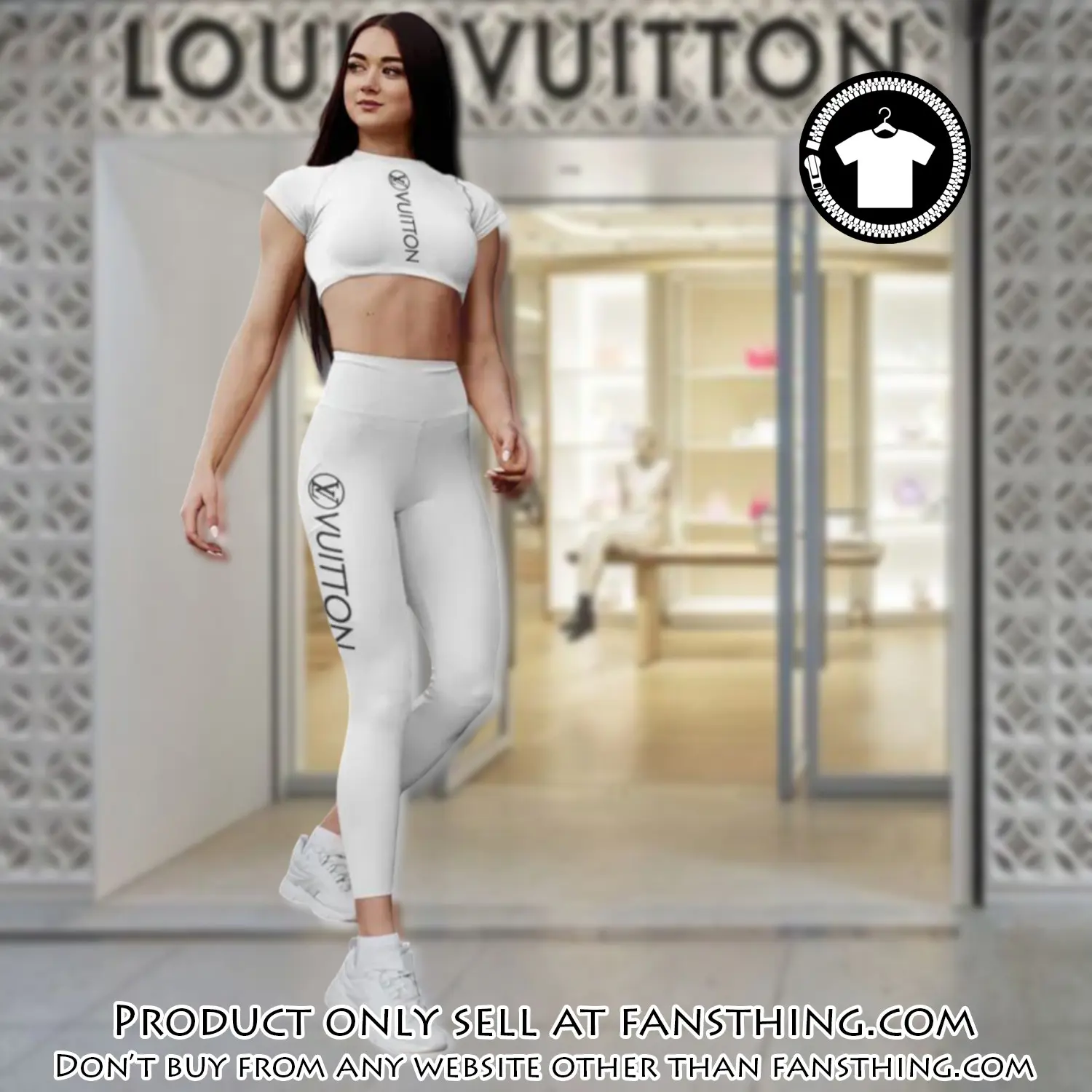 White luxury louis vuitton luxury sportwear combo luxury brand crop top tshirt and legging for women ctl1047 fst0300670